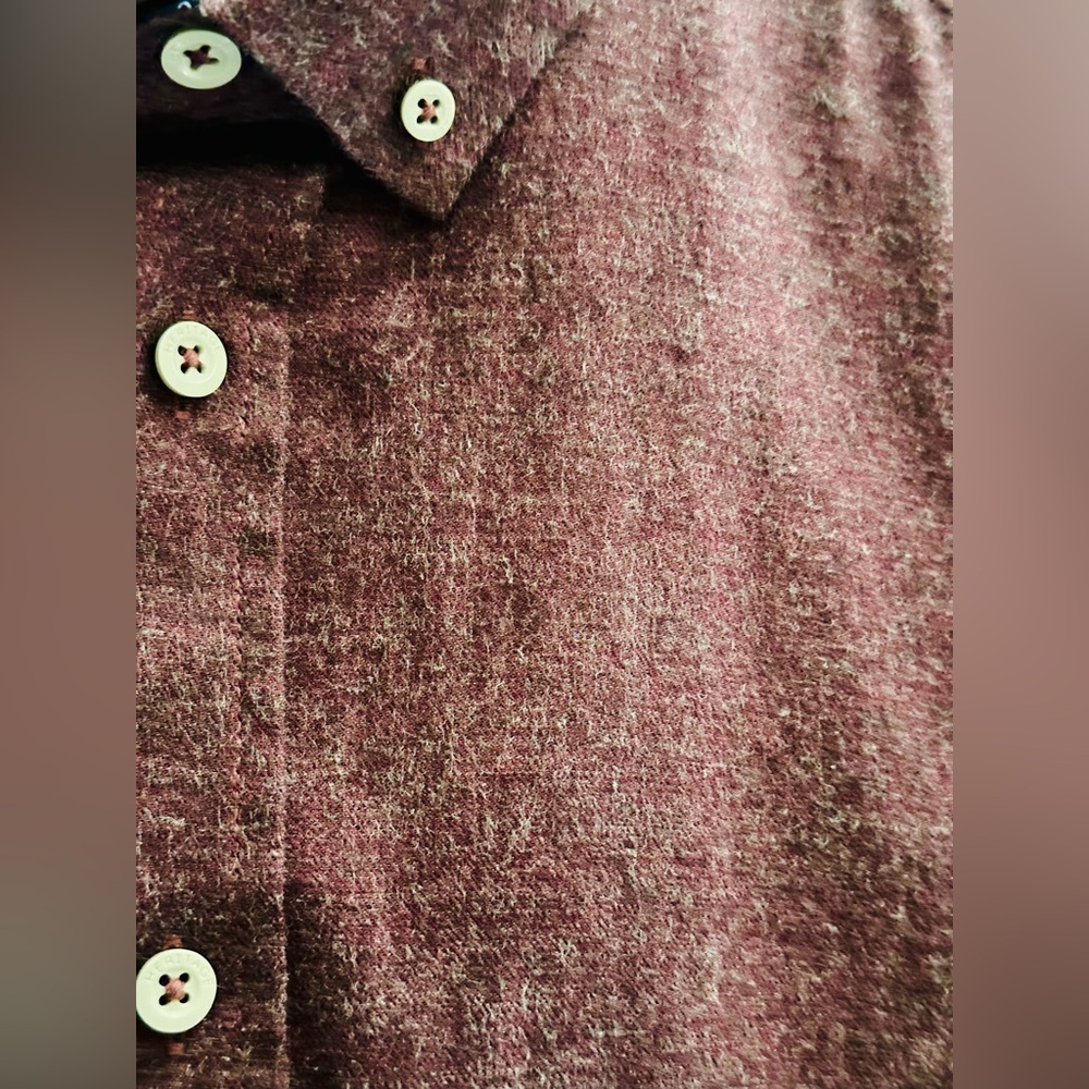 Heritage Report Men's Slim Button-Down Soft Flannel Shirt in Deep Burgundy - Picture 10 of 10